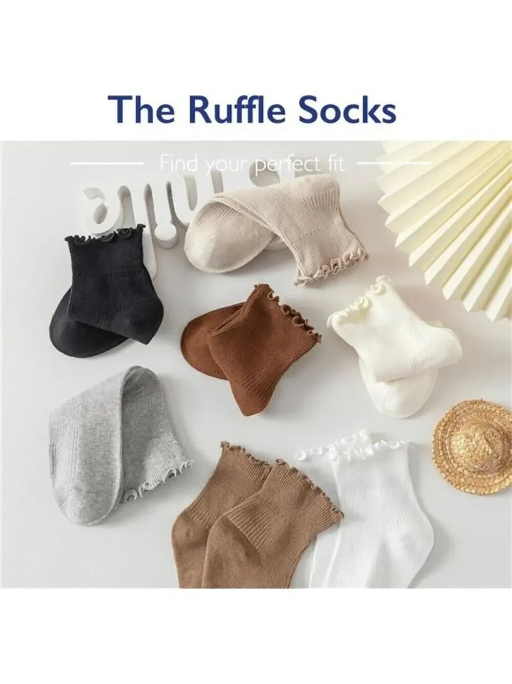 6 Pairs Womens Ruffle Ankle Socks Cotton Cute Frilly Turn Cuff Soft Breathable S